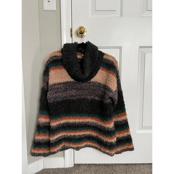 Moth by Anthropologie Italian Wool Earth Tone Striped Turtleneck Sweater - Picture 2 of 7